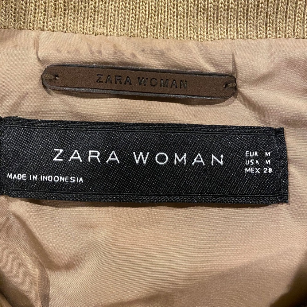 Zara Woman Tan Quilted Puffer Vest Camel Gold Zip Ribbed Sides Size Medium - Picture 2 of 10
